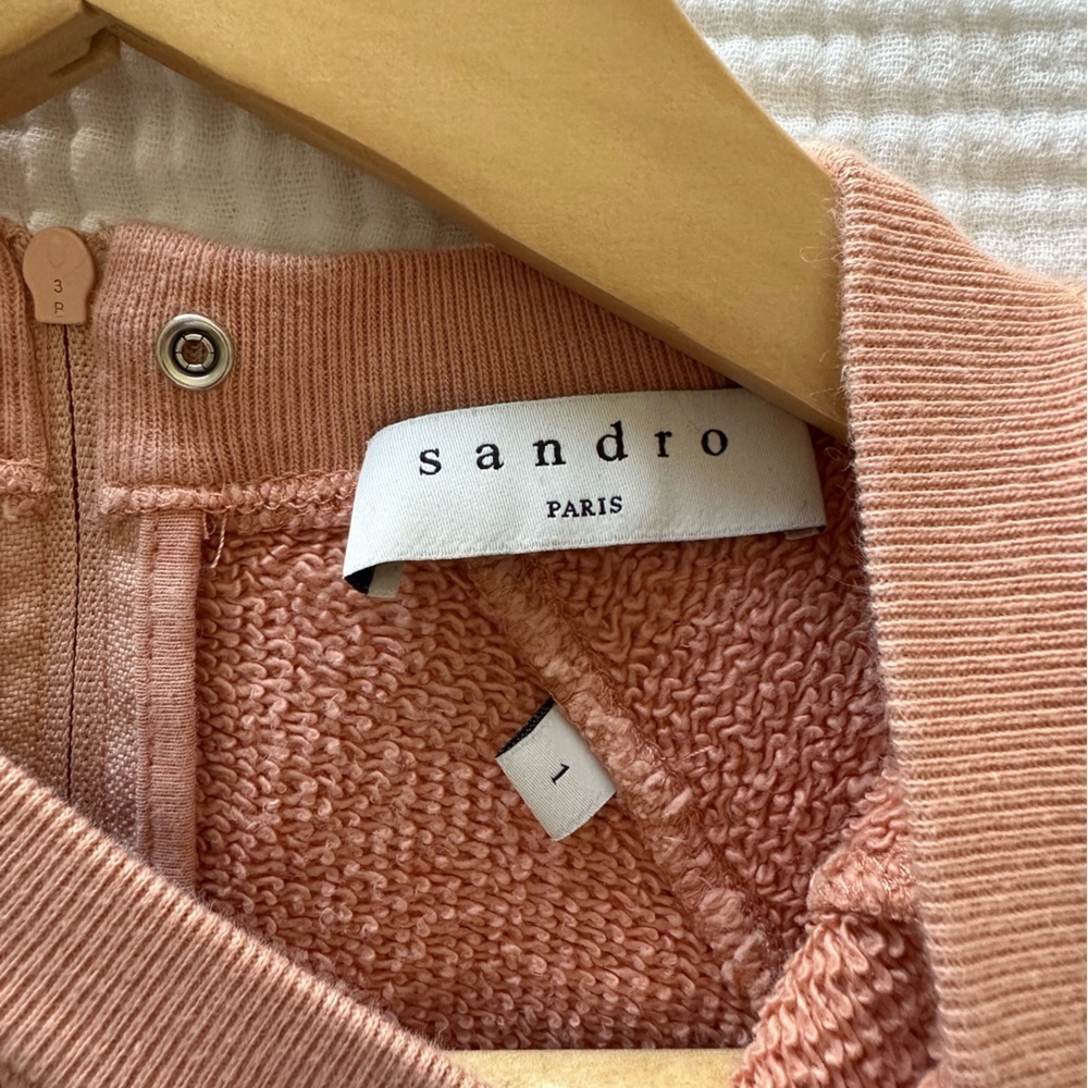 Sandro Paris Coral Sweatshirt with White Logo - Picture 4 of 8